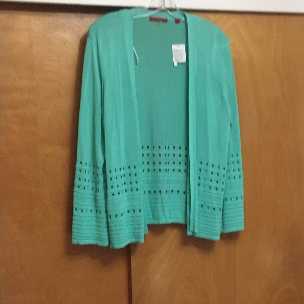 Stein Mart brand plus size turquoise cardigan sweater, new with tags